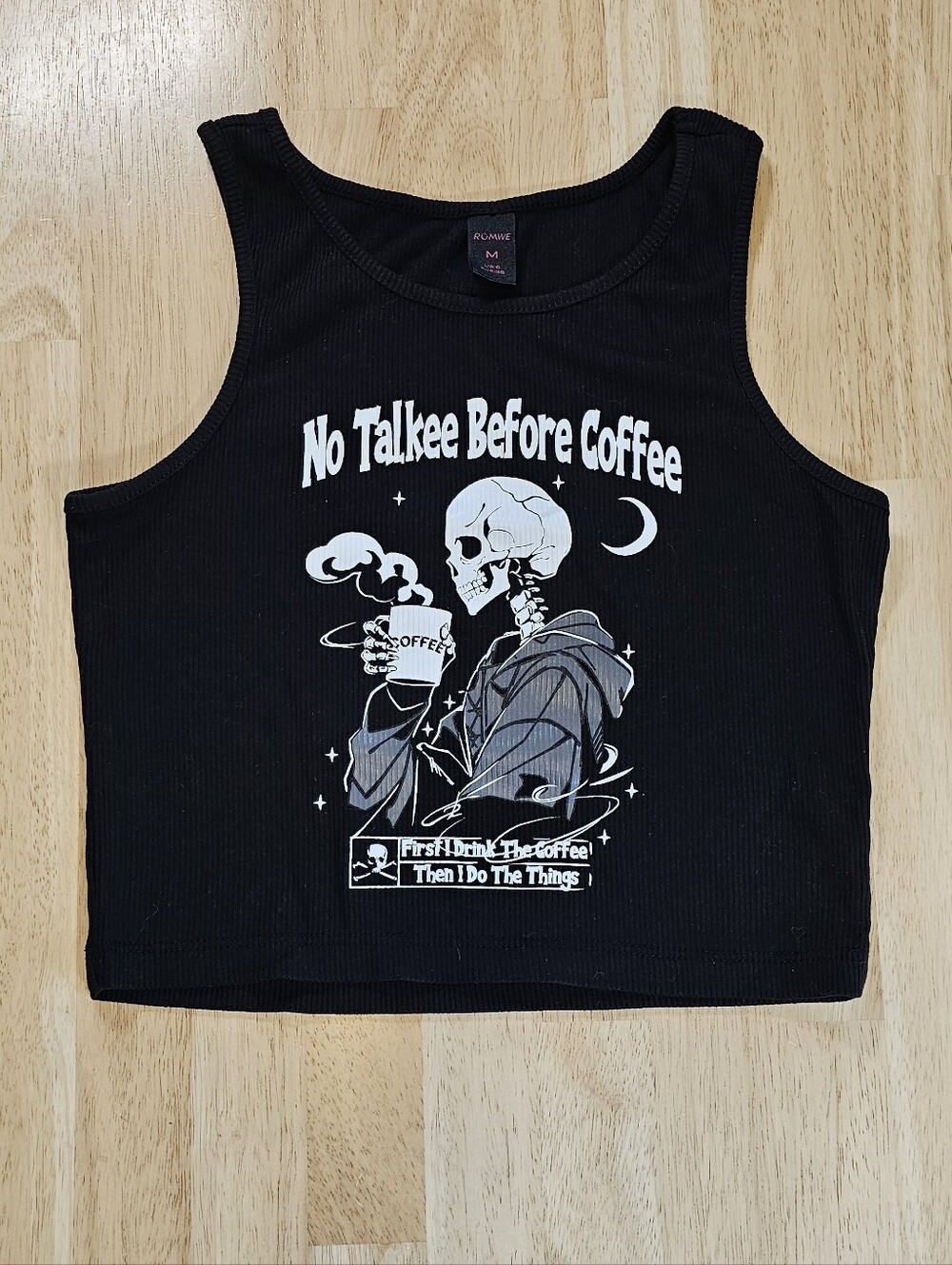 No Talkee Before Coffee Crop Top
